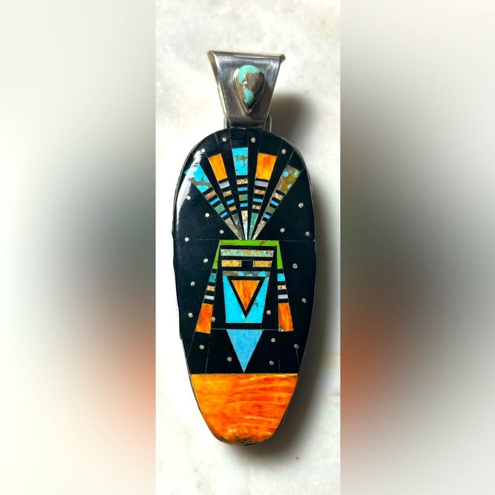 NWT Ray Jack Navajo Handmade Inlay Double Sided Pendant